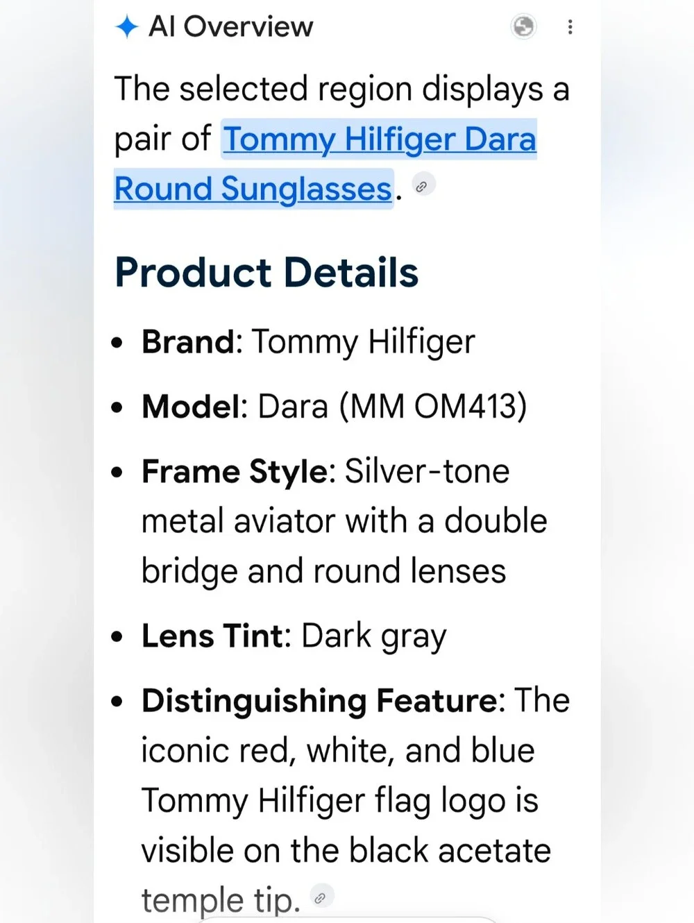 Tommy Hilfiger Aviator Style Sunglasses